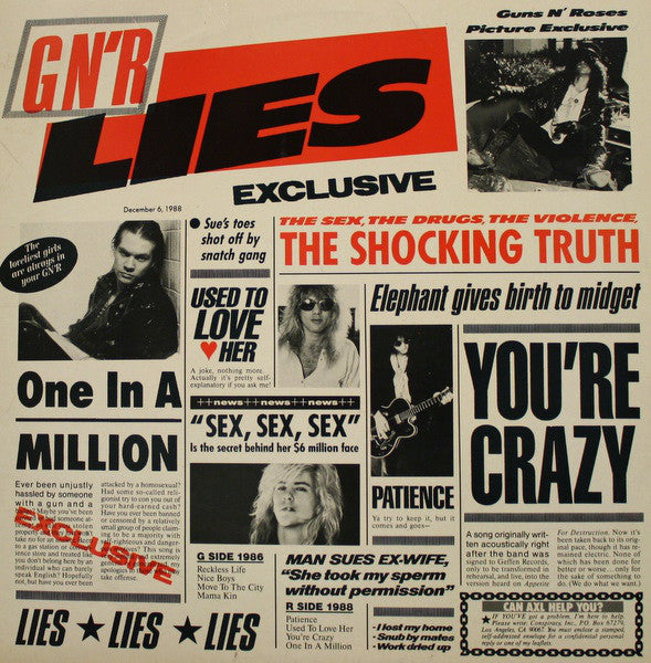 Guns N' Roses : G N' R Lies (LP, Album, Ltd, Sti)