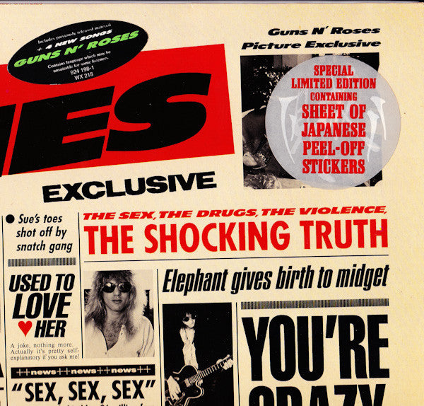 Guns N' Roses : G N' R Lies (LP, Album, Ltd, Sti)