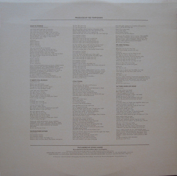 Carly Simon : Another Passenger (LP, Album, CTH)