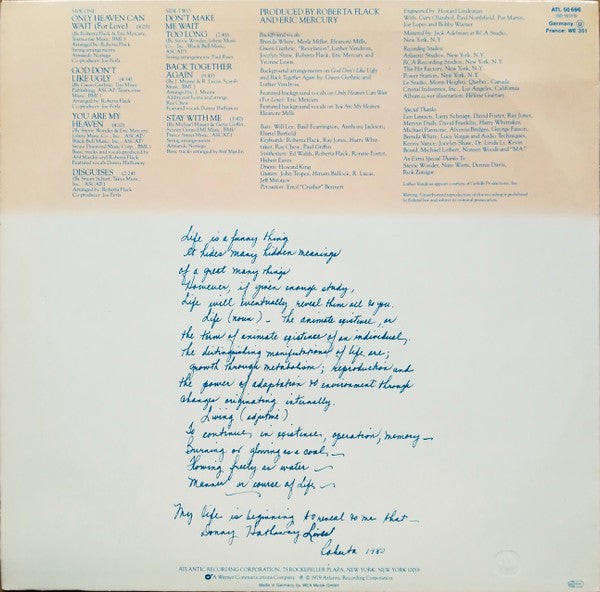 Roberta Flack Featuring Donny Hathaway : Roberta Flack Featuring Donny Hathaway (LP, Album)