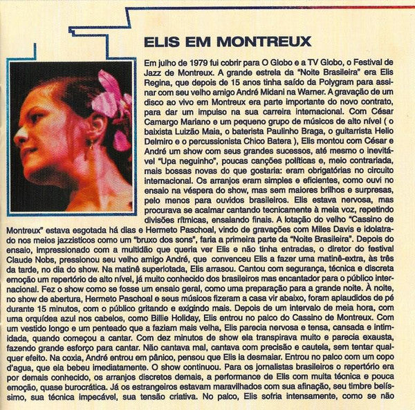 Elis Regina : Montreux Jazz Festival: Gravações Inéditas (CD, Album, RE, RM)
