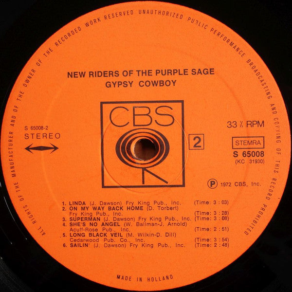 New Riders Of The Purple Sage : Gypsy Cowboy (LP, Album)