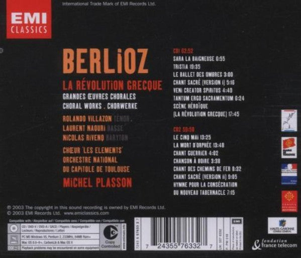 Hector Berlioz - Rolando Villazón, Laurent Naouri, Nicolas Rivenq, Choeur "Les Eléments", Orchestre National Du Capitole De Toulouse, Michel Plasson : La Révolution Grecque (Grandes Œuvres Chorales) (2xCD, Album, Copy Prot., Enh)