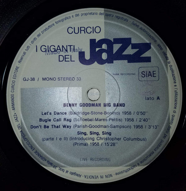 Benny Goodman And His Orchestra, Taft Jordan, Zoot Sims, Billy Bauer : I Giganti Del Jazz 38 (LP, Album)