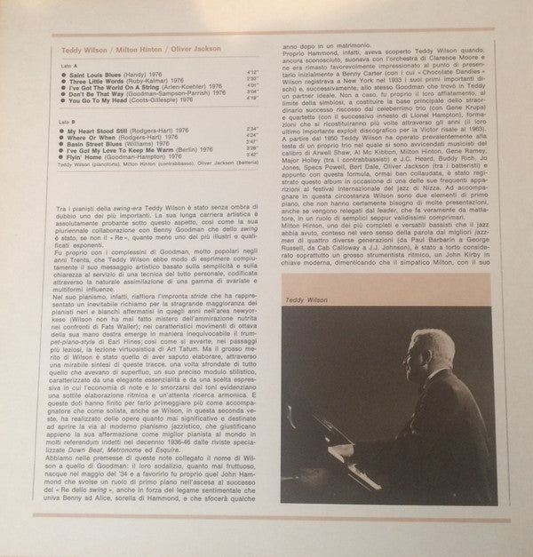 Teddy Wilson, Milt Hinton, Oliver Jackson : I Giganti Del Jazz Vol. 51 (LP, Album)