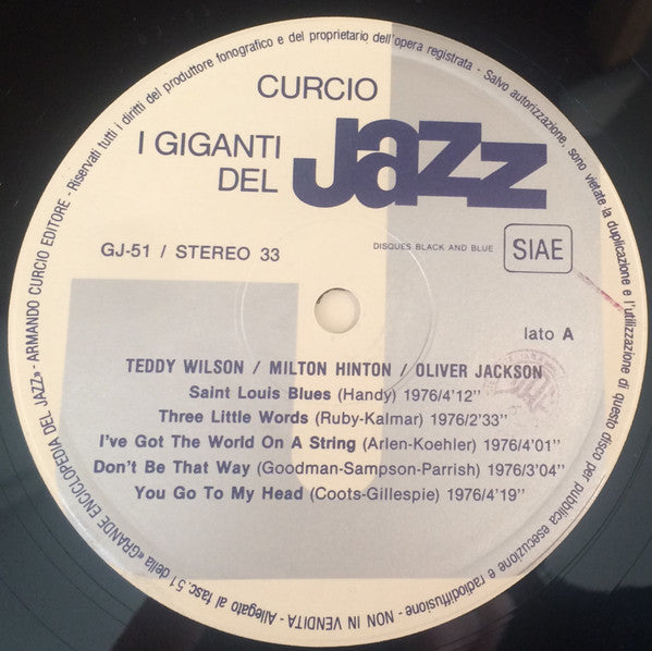 Teddy Wilson, Milt Hinton, Oliver Jackson : I Giganti Del Jazz Vol. 51 (LP, Album)
