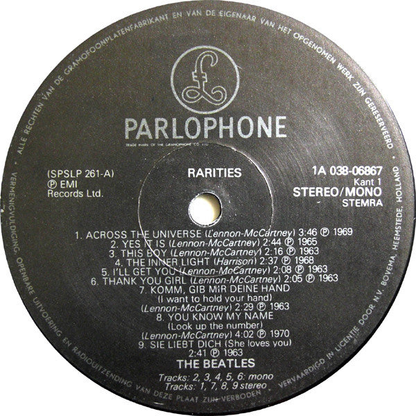 The Beatles : Rarities (LP, Comp, Mono, RE)