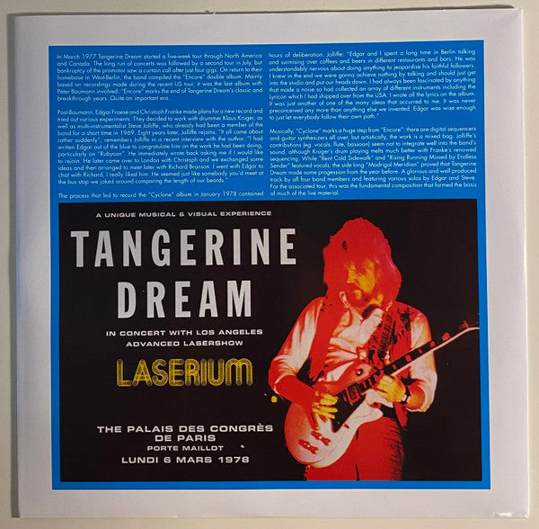 Tangerine Dream : Live In Paris, Palais Des Congrès - March 6th, 1978 (LP, Blu + LP, Red + LP, Ora + Box, RSD)