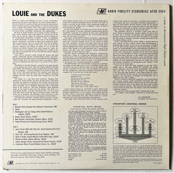 Louis Armstrong And The Dukes Of Dixieland : Louie And The Dukes Of Dixieland (LP, Album)