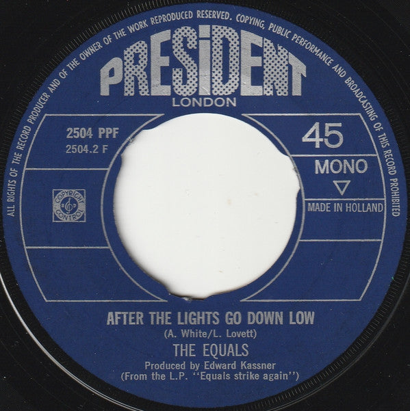 The Equals : Rub A Dub Dub / After The Lights Go Down Low (7", Single, Mono)