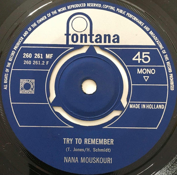 Nana Mouskouri : Mon Enfant (7", Single, Mono)