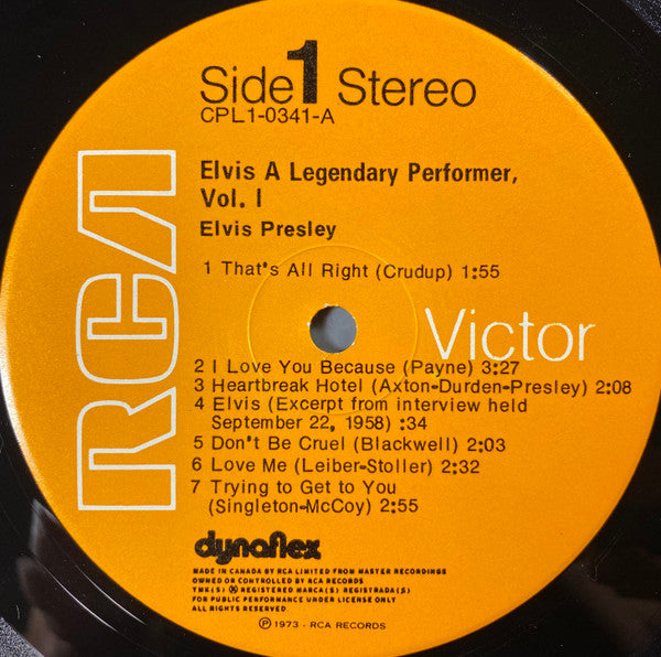 Elvis Presley : A Legendary Performer - Volume 1 (LP, Comp, Ora)