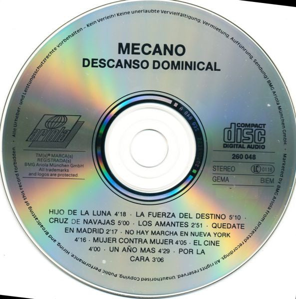 Mecano : Descanso Dominical (CD, Album, Comp)