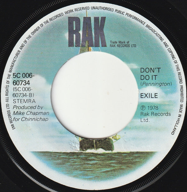 Exile (7) : You Thrill Me (7", Single)