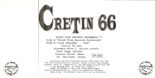 Cretin 66 : Black Flag Records Backwards (7", EP)