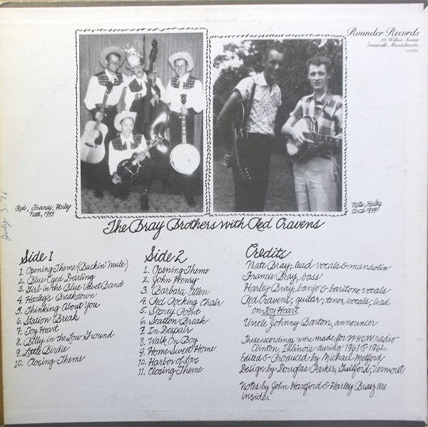 The Bray Brothers With Red Cravens : Prairie Bluegrass (LP, Album)