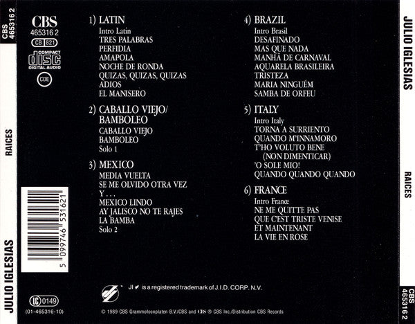Julio Iglesias : Raices (CD, Album)