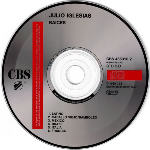 Julio Iglesias : Raices (CD, Album)