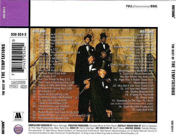 The Temptations : The Best Of The Temptations (2xCD, Comp, Mono, RM)