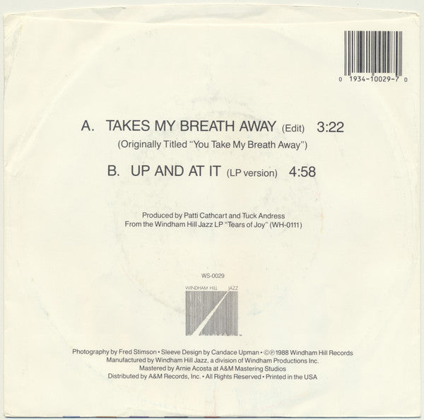 Tuck & Patti : Takes My Breath Away (7", Single)