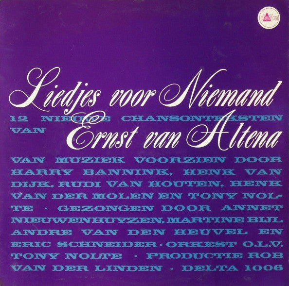 Various : Ernst van Altena Liedjes Voor Niemand (LP)