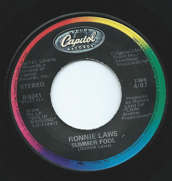 Ronnie Laws : In The Groove (7")