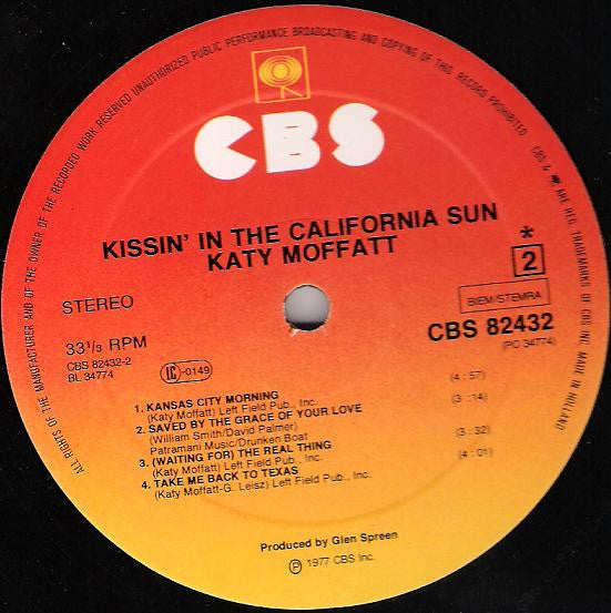 Katy Moffatt : Kissin' In The California Sun (LP, Album)