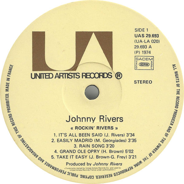 Johnny Rivers : Rockin' Rivers (LP, Album)