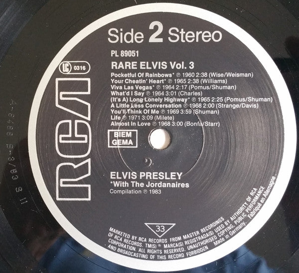 Elvis Presley : Rare Elvis Vol. 3 (LP, Comp)