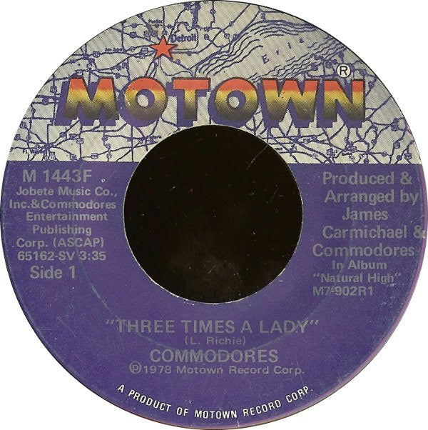 Commodores : Three Times A Lady (7", Single)