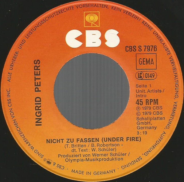 Ingrid Peters : Nicht Zu Fassen (7", Single)