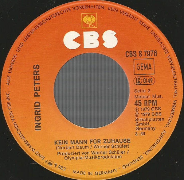 Ingrid Peters : Nicht Zu Fassen (7", Single)