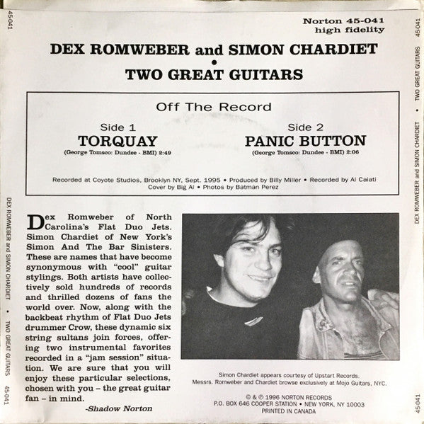 Dexter Romweber And Simon Chardiet : Two Great Guitars (7", Single)