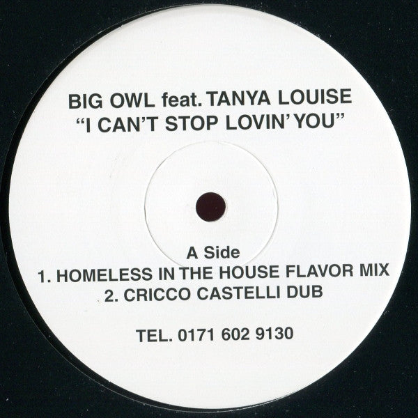 Big Owl feat. Tanya Louise : I Can't Stop Lovin' You (12", Single, Promo, W/Lbl)