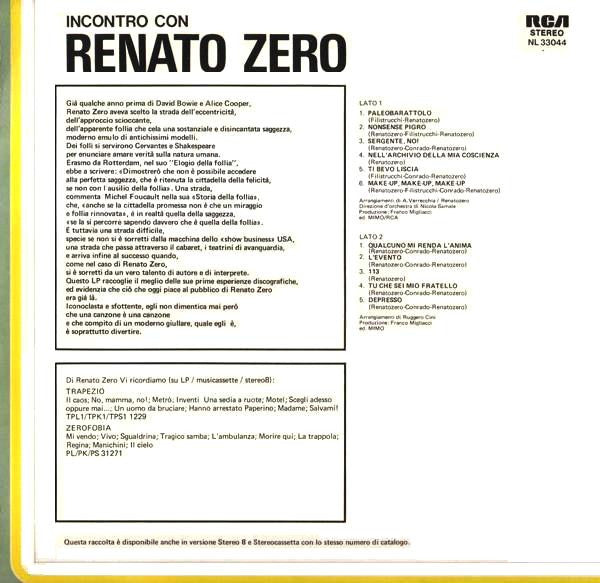 Renato Zero : Incontro Con Renato Zero (LP, Comp)