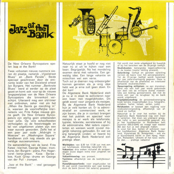 The New Orleans Syncopators : Jazz At The Bank (7", EP)