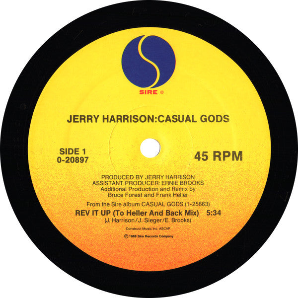 Jerry Harrison: Casual Gods : Rev It Up (12", Maxi, Pic)