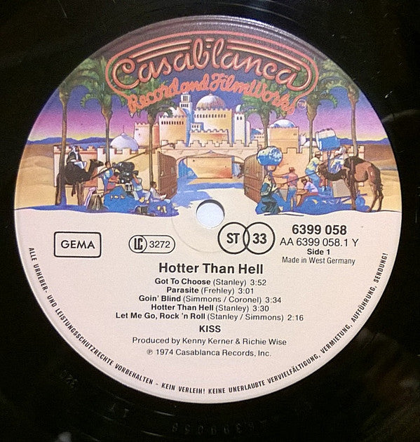 Kiss : Hotter Than Hell (LP, Album, RE)