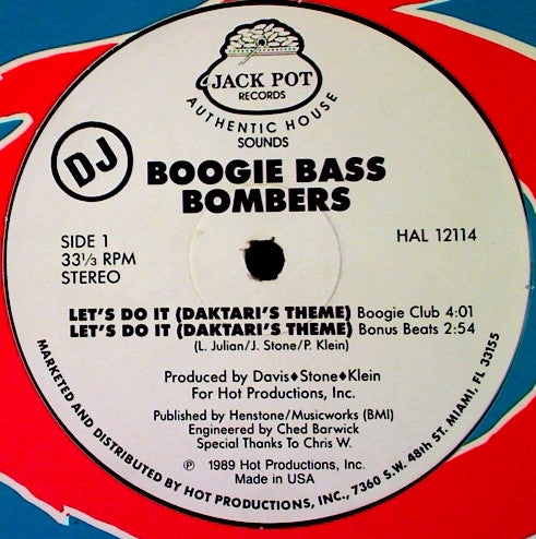 Boogie Bass Bombers : Let's Do It (Daktari's Theme) (12", Promo)