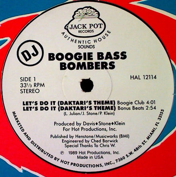 Boogie Bass Bombers : Let's Do It (Daktari's Theme) (12", Promo)