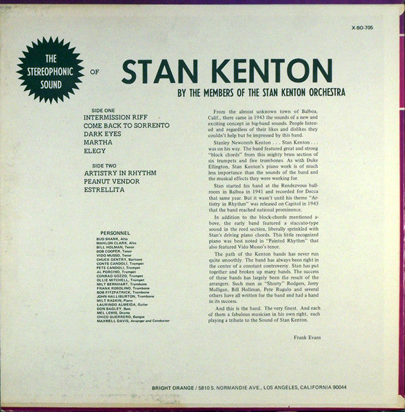 Members Of The Stan Kenton Orchestra : The Stereophonic Sound Of Stan Kenton (LP, Album, RE)