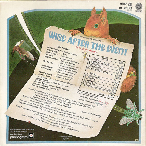 Anthony Phillips : Wise After The Event (LP, Album, Gat)