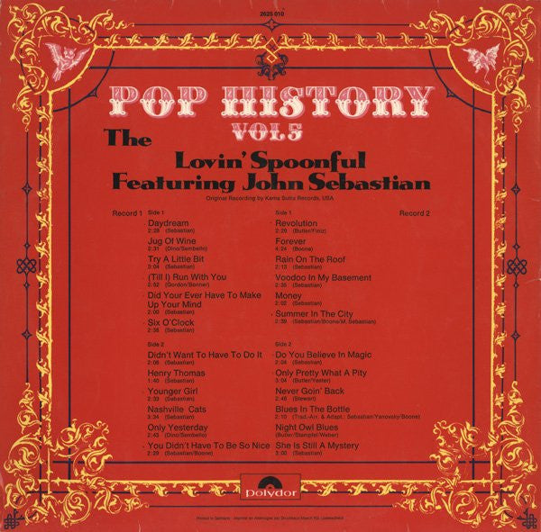The Lovin' Spoonful Featuring John Sebastian : Pop History Vol 5 (2xLP, Comp, RE)