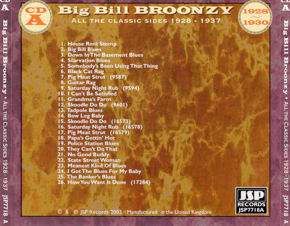 Big Bill Broonzy : All The Classic Sides 1928 - 1937 (5xCD, Comp + Box)