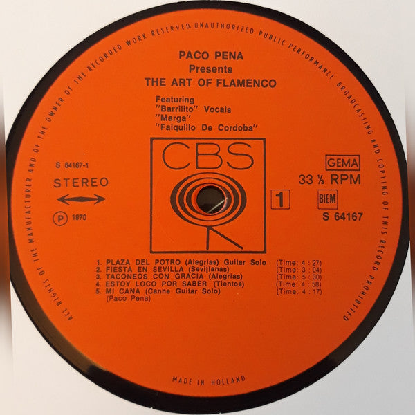 Paco Peña : Paco Peña Presents The Art Of Flamenco (LP, Album)