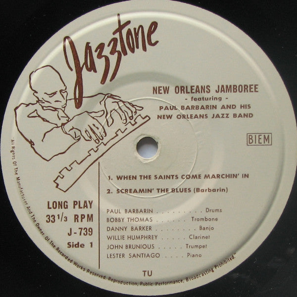 Paul Barbarin And His Jazz Band : New Orleans Jamboree (7", EP)