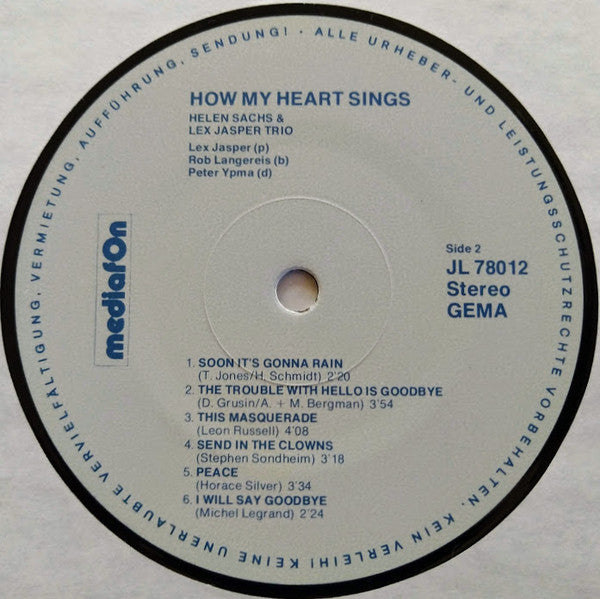 Helen Sachs • Lex Jasper : How My Heart Sings (LP, Album)