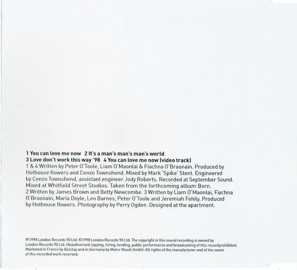 Hothouse Flowers : You Can Love Me Now (CD, Single, Enh)