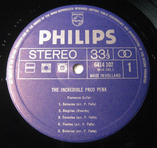 Paco Peña : The Incredible Paco Peña (LP, Album)
