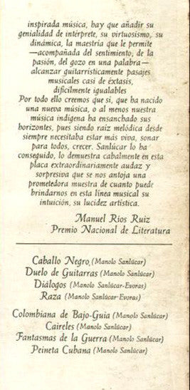 Manolo Sanlúcar : Sanlucar (LP, Album)
